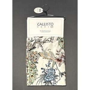 Callisto Home Peacock Bird Window Curtains Panels 38 X 96” Set Pair Ivory Drapes